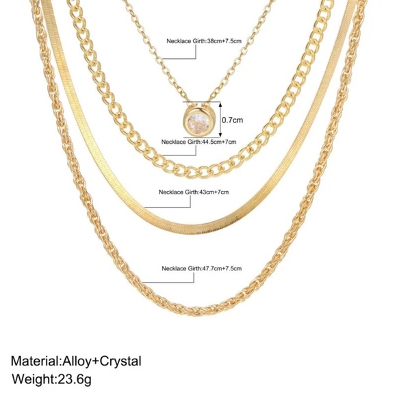 **SAVITA* Gold x Rhinestone Layered Fashion Necklace - Picture 7 of 8